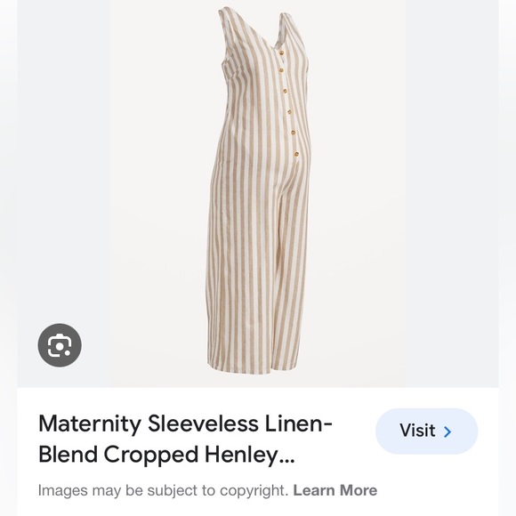 Old Navy linen blend cropped Henley jumpsuit - Picture 2 of 5